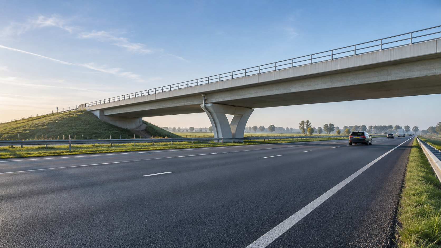 Moderne fly-over boven een geasfalteerde weg